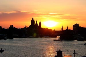 Amsterdam at sunset, Netherlands