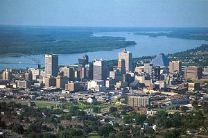 Memphis skyline from the air